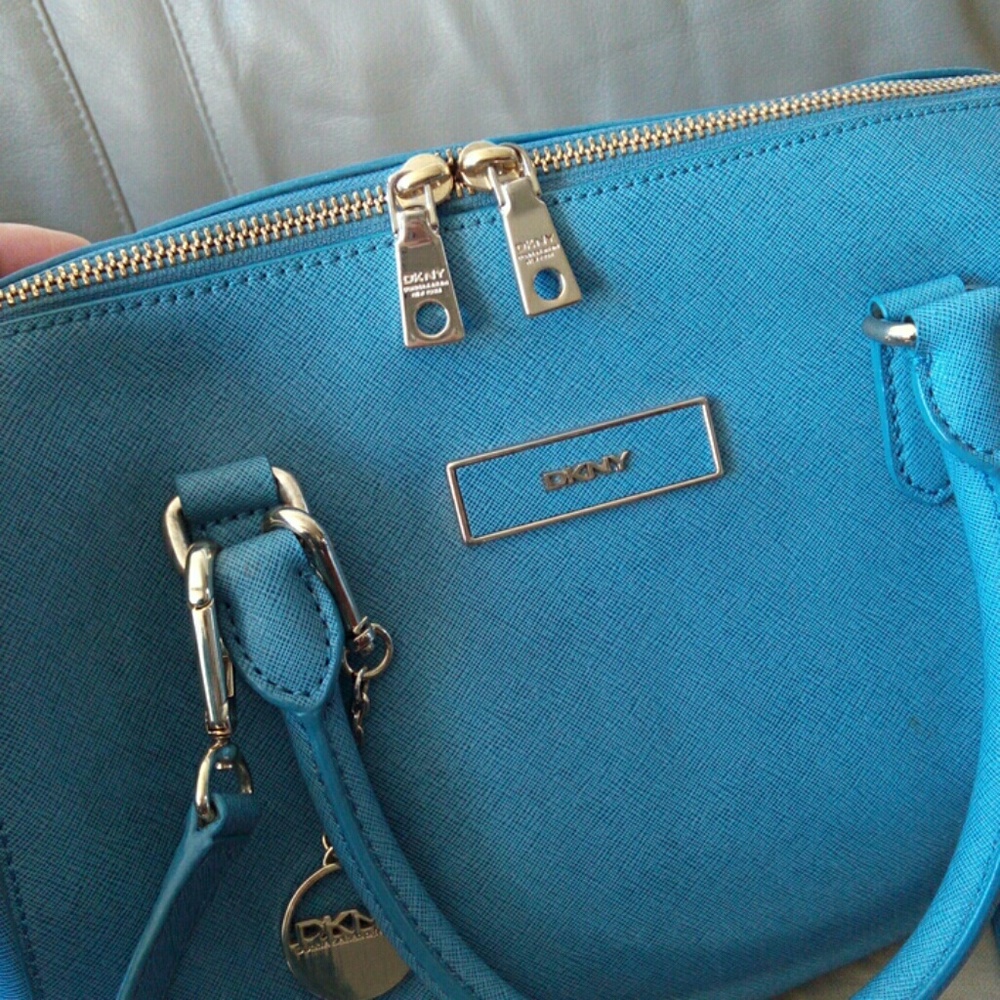 DKNY saffiano leather Boston bag in blue - Picture 2 of 8